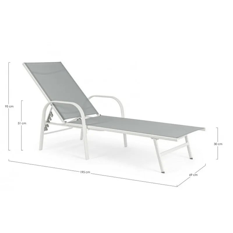 Bizzotto outdoor Lettino con braccioli  Arent bianco ja16